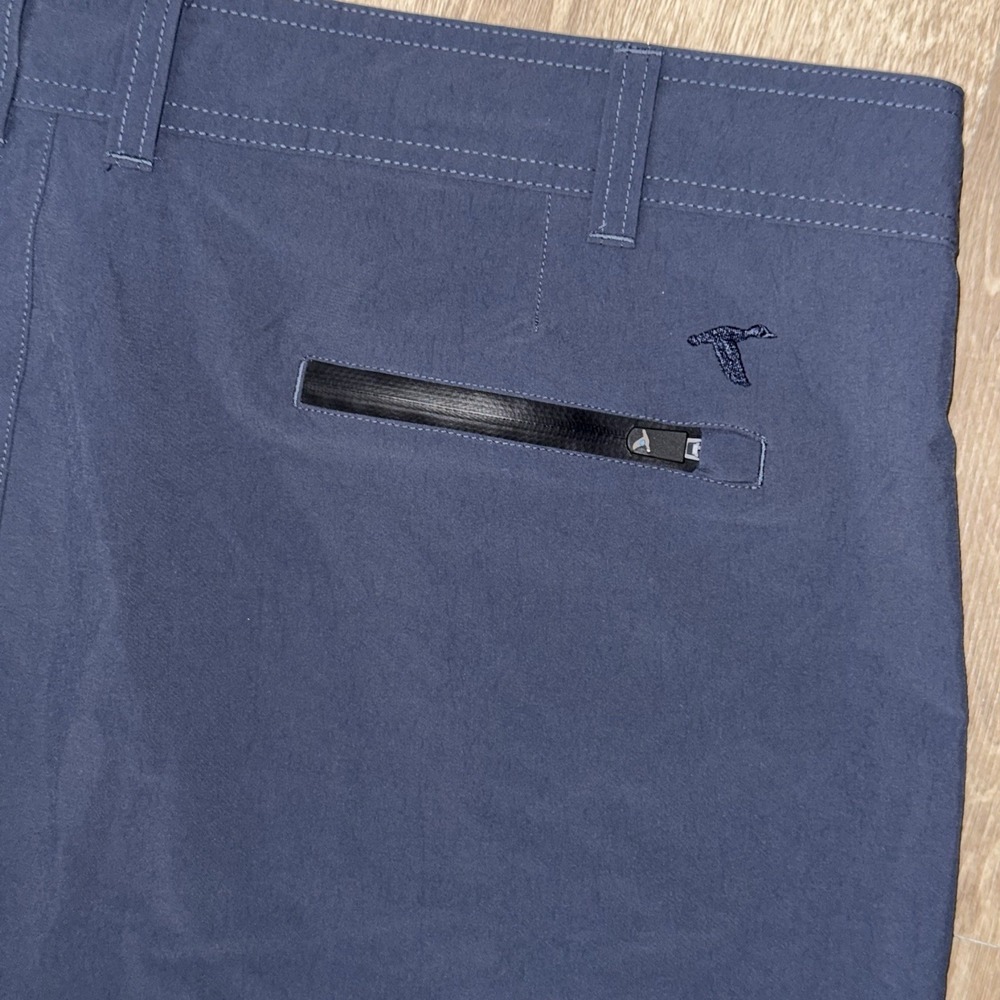 Genteal Performance Chino Shorts Men's Large Navy Blue Drawstring 8" Nylon